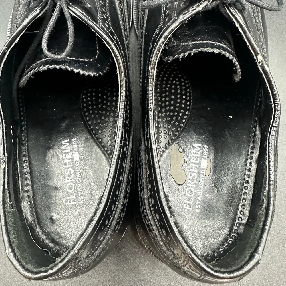 FLORSHEIM Men's Lexington Wing-Tip Oxford size 9 EEE Black Leather